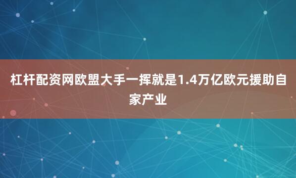 杠杆配资网欧盟大手一挥就是1.4万亿欧元援助自家产业